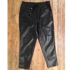 BlankNYC Vegan Leather Pants with Elastic Waist, Black